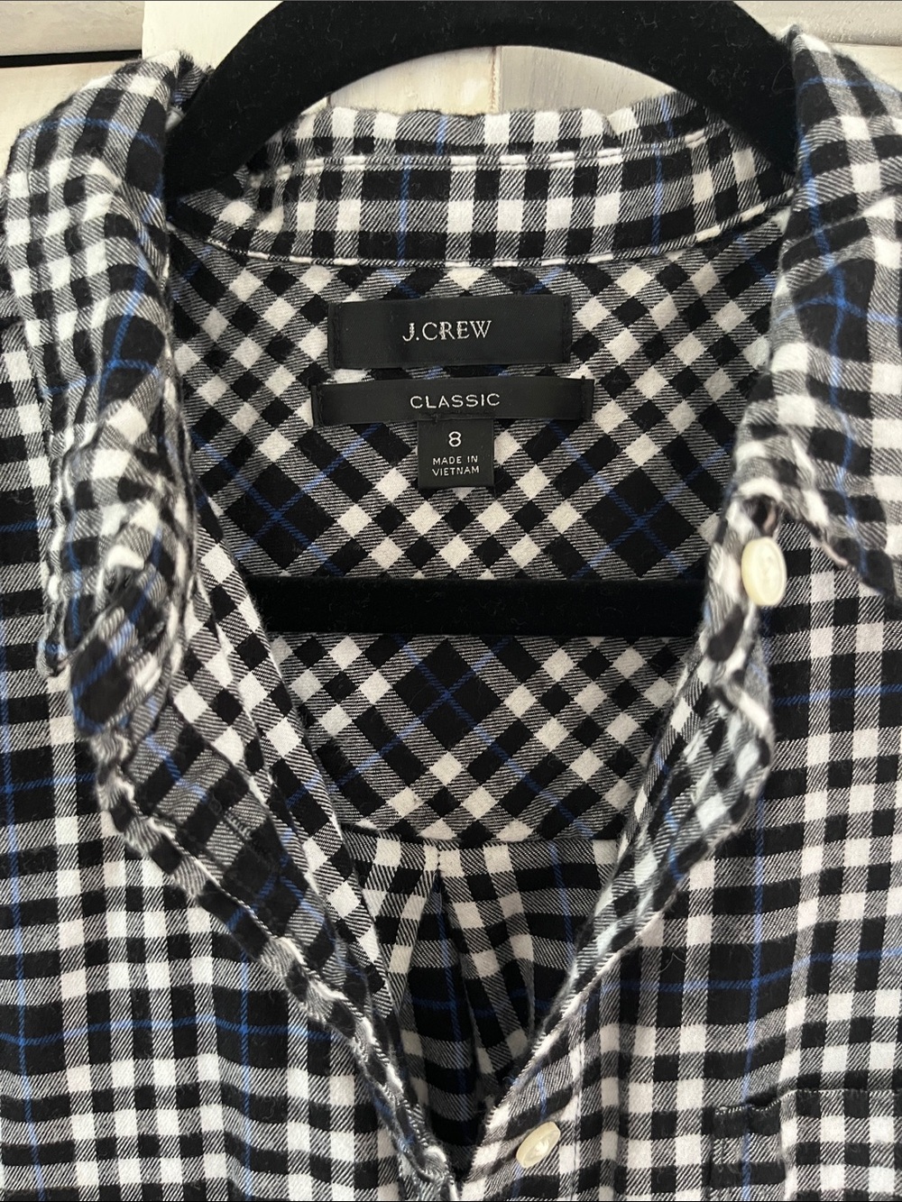 J. Crew Black, Navy, and White Plaid Button-Down Shirt - Picture 2 of 4